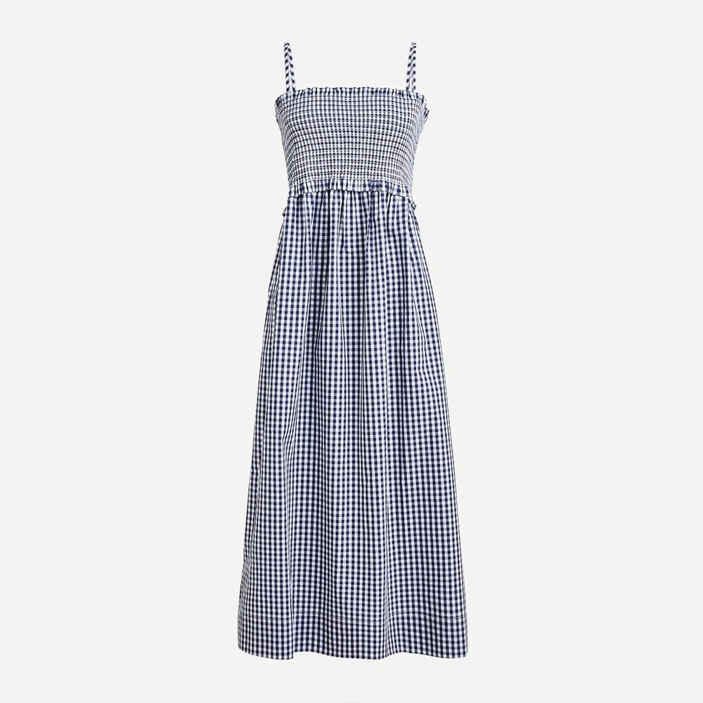 J. CREW Smocked cotton poplin dress in gingham